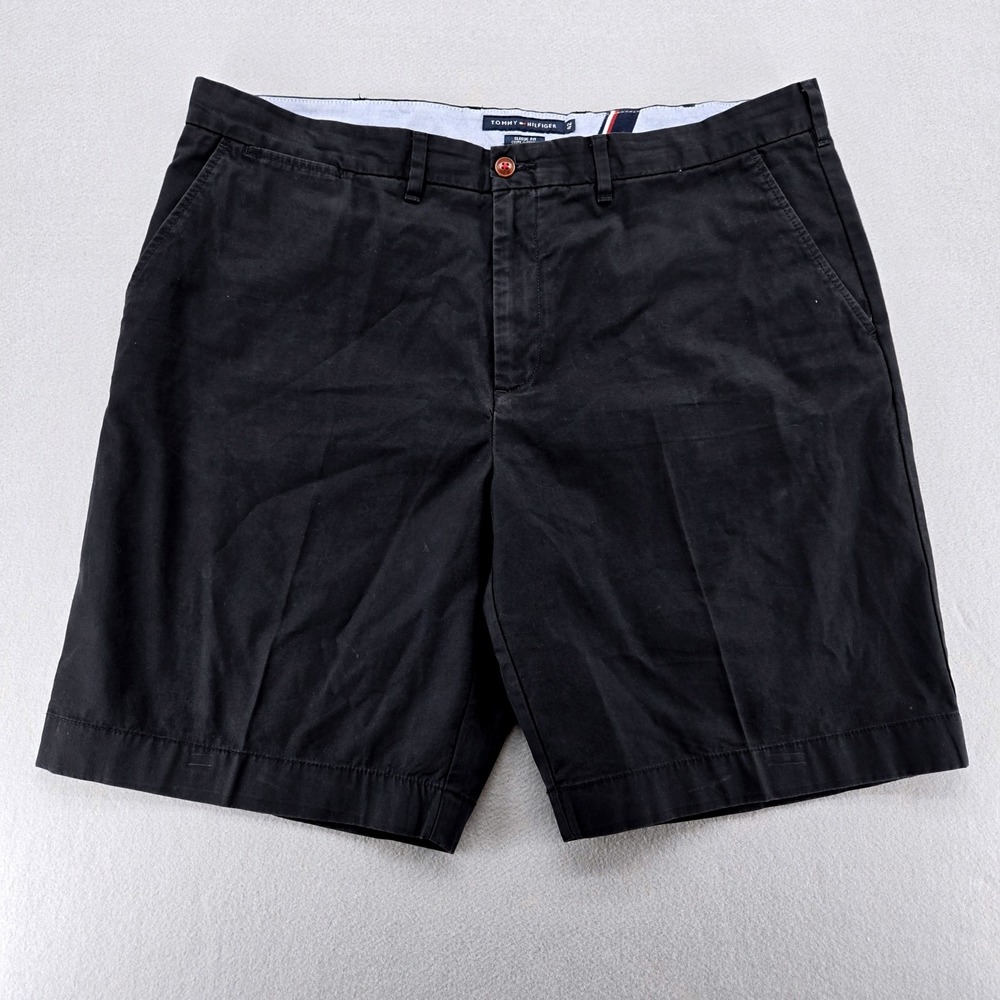 Tommy Hilfiger Chino Shorts 42 Black Classic Fit Casual Yacht Prep Vintage Style